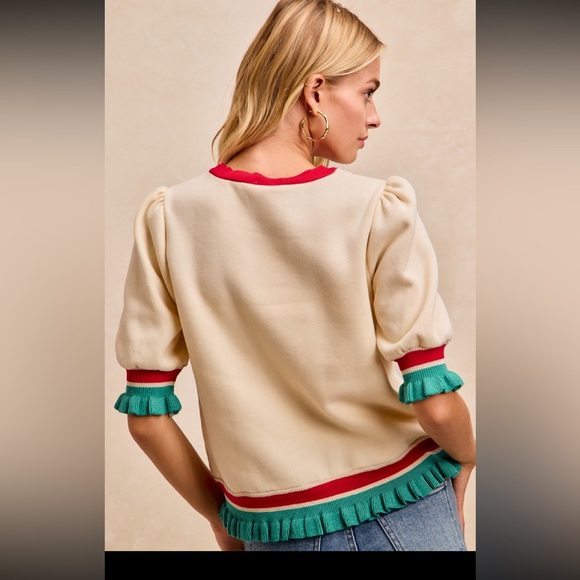 BiBi Cream and Red 'Merry' Sweater - Picture 4 of 4